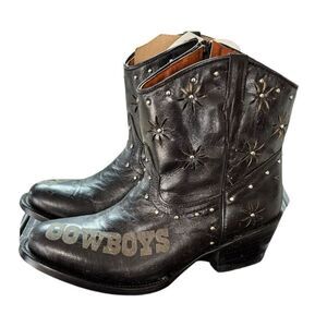 Women’s Handcrafted Black leather cowboy boots NFL Dallas cowboys Size 8